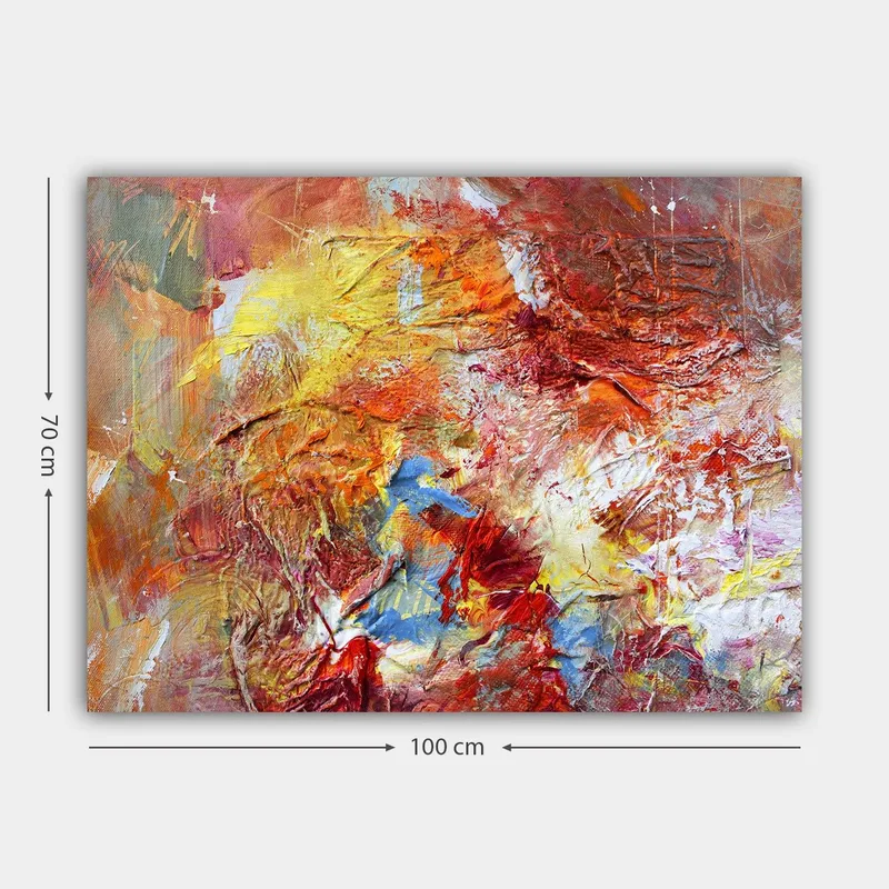 Canvastavla 70x100 cm - Abstrakt komposition med varma färger som skapar en känsla av rörelse och energi - Röd / Orange / Gul - Inredning & dekor - Tavlor & konst - Canvastavla