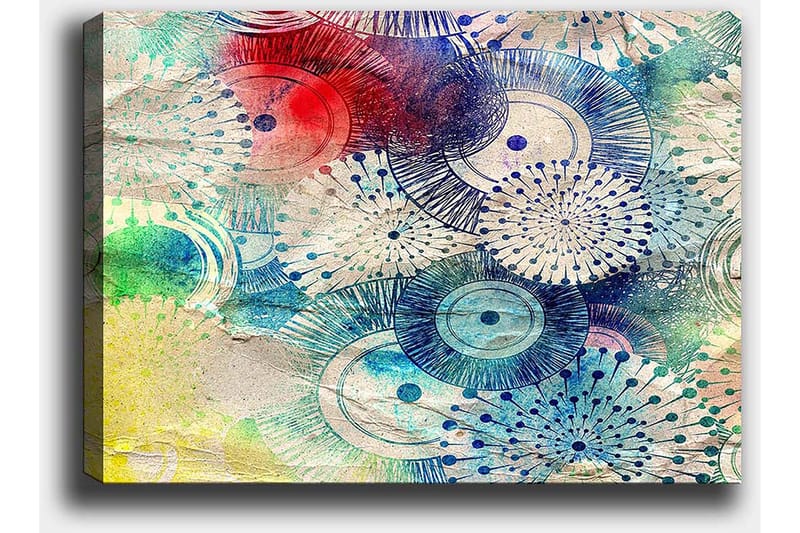 Canvastavla 70x100 cm - Abstrakt konst med cirkulära mönster i olika färger - Blå / Röd / Grön - Inredning & dekor - Tavlor & konst - Canvastavla