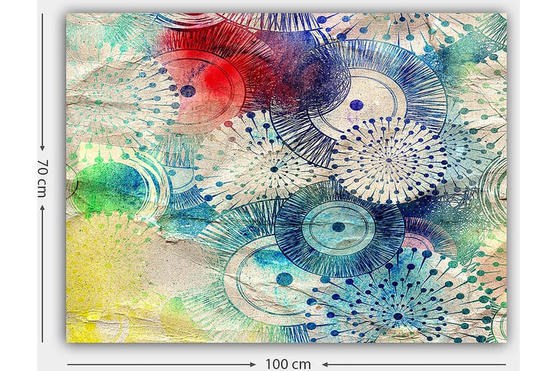 Canvastavla 70x100 cm - Abstrakt konst med cirkulära mönster i olika färger - Blå / Röd / Grön - Inredning & dekor - Tavlor & konst - Canvastavla