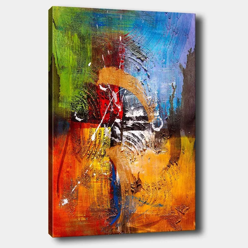 Canvastavla 70x100 cm - Abstrakt konst med dynamiska former och färger som skapar en känsla av rörelse och energi - Blå / Röd / Orange - Inredning & dekor - Tavlor & konst - Canvastavla