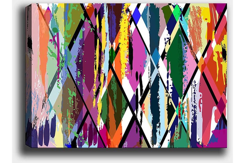 Canvastavla 70x100 cm - Abstrakt konst med färgglada geometriska mönster - Lila / Grön / Orange - Inredning & dekor - Tavlor & konst - Canvastavla