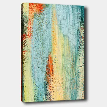 Canvastavla 70x100 cm - Abstrakt konst med inslag av blå och orange nyanser som skapar en dynamisk textur - Blå / Orange / Grön - Inredning & dekor - Tavlor & konst - Canvastavla