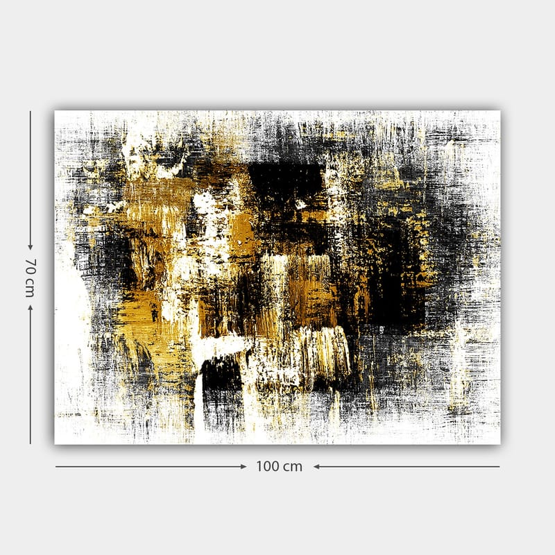 Canvastavla 70x100 cm - Abstrakt konst med inslag av guld och svart - Guld / Svart / Vitt - Inredning & dekor - Tavlor & konst - Canvastavla