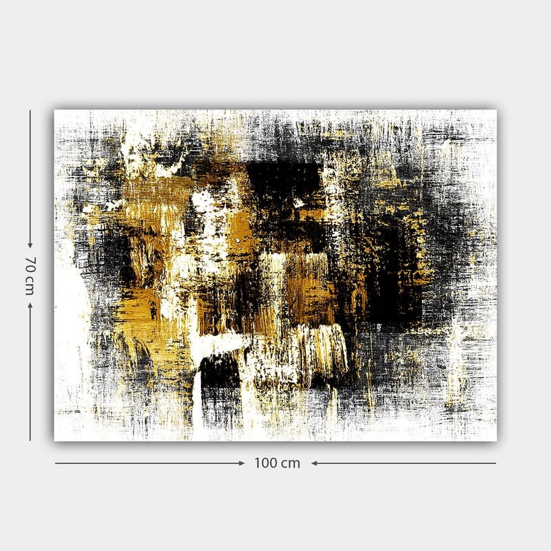 Canvastavla 70x100 cm - Abstrakt konst med inslag av guld och svart - Guld / Svart / Vitt - Inredning & dekor - Tavlor & konst - Canvastavla