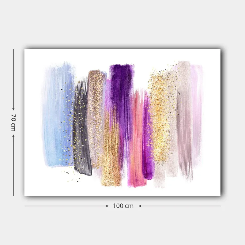 Canvastavla 70x100 cm - Abstrakt konstverk med färgglada penseldrag i olika nyanser - Lila / Blå / Guld - Inredning & dekor - Tavlor & konst - Canvastavla