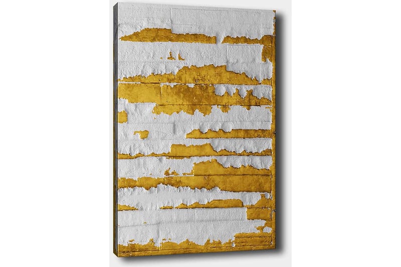 Canvastavla 70x100 cm - Abstrakt konstverk med guld- och vitfärgade linjer som skapar en dynamisk textur - Guld / Vit - Inredning & dekor - Tavlor & konst - Canvastavla