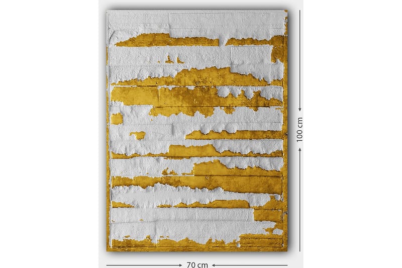 Canvastavla 70x100 cm - Abstrakt konstverk med guld- och vitfärgade linjer som skapar en dynamisk textur - Guld / Vit - Inredning & dekor - Tavlor & konst - Canvastavla