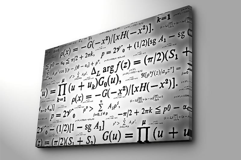 Canvastavla 70x100 cm - Abstrakt konstverk med matematiska formler och symboler i svart och vitt - Svart / Vitt - Inredning & dekor - Tavlor & konst - Canvastavla