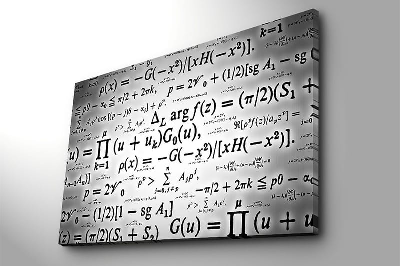 Canvastavla 70x100 cm - Abstrakt konstverk med matematiska formler och symboler i svart och vitt - Svart / Vitt - Inredning & dekor - Tavlor & konst - Canvastavla