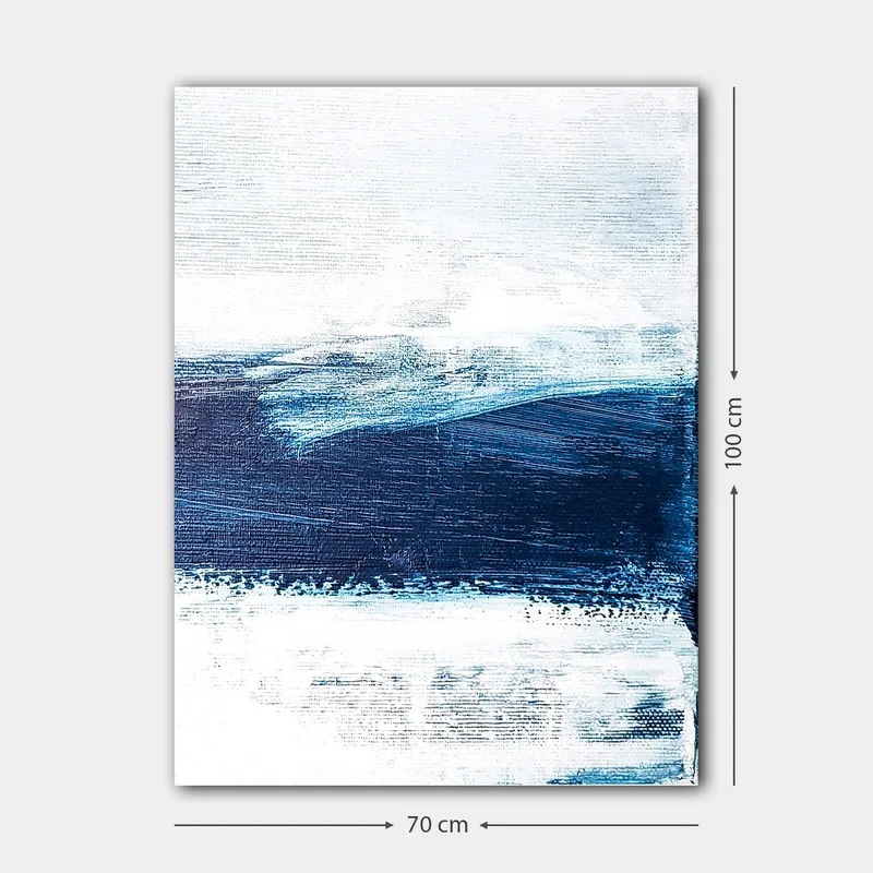 Canvastavla 70x100 cm - Abstrakt landskap med blå och vita nyanser som skapar en känsla av djup och rörelse - Mörkblå / Ljusblå / Vit - Inredning & dekor - Tavlor & konst - Canvastavla