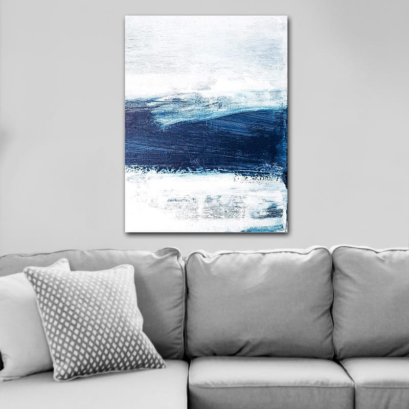 Canvastavla 70x100 cm - Abstrakt landskap med blå och vita nyanser som skapar en känsla av djup och rörelse - Mörkblå / Ljusblå / Vit - Inredning & dekor - Tavlor & konst - Canvastavla