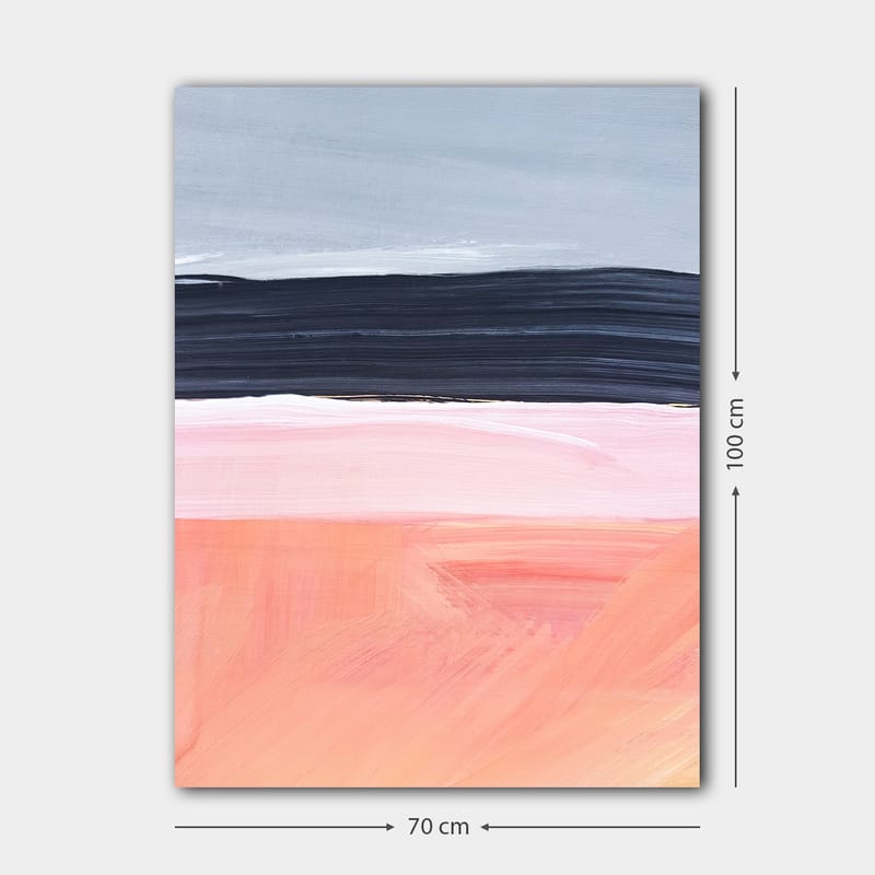 Canvastavla 70x100 cm - Abstrakt landskap med horisontella färgband i mjuka toner - Grå / Svart / Rosa - Inredning & dekor - Tavlor & konst - Canvastavla