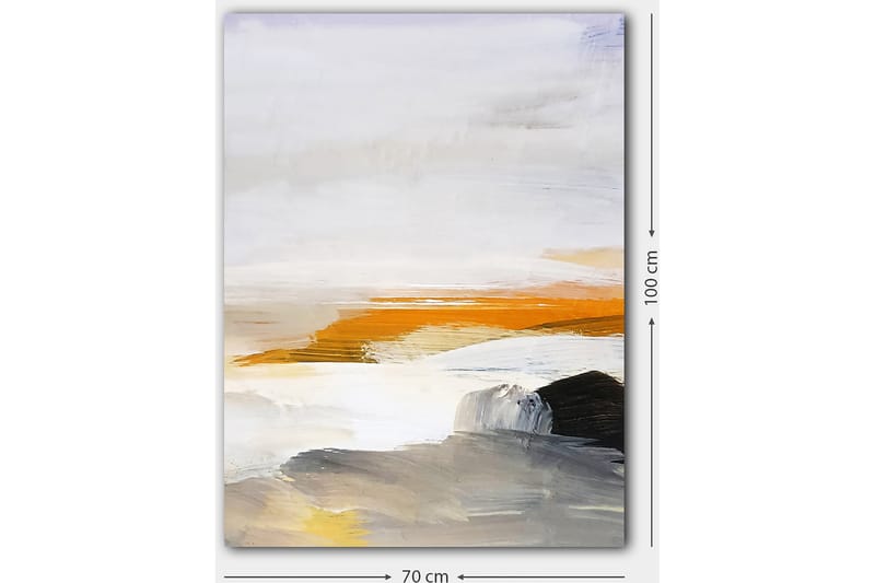 Canvastavla 70x100 cm - Abstrakt landskap med inslag av hav och klippor - Orange / Grå / Vit - Inredning & dekor - Tavlor & konst - Canvastavla