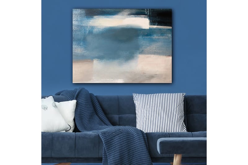 Canvastavla 70x100 cm - Abstrakt landskap med mjuka blå nyanser och ljusa inslag - Mörkblå / Ljusblå / Vit - Inredning & dekor - Tavlor & konst - Canvastavla