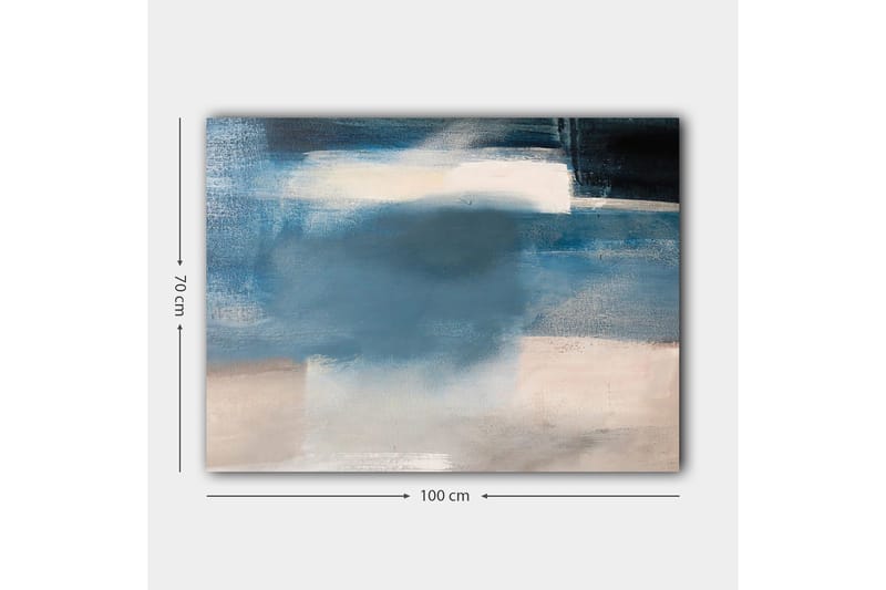 Canvastavla 70x100 cm - Abstrakt landskap med mjuka blå nyanser och ljusa inslag - Mörkblå / Ljusblå / Vit - Inredning & dekor - Tavlor & konst - Canvastavla