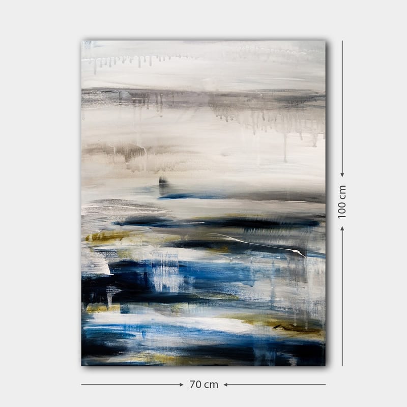 Canvastavla 70x100 cm - Abstrakt landskap med mjuka färgövergångar i blått och grått - Blå / Grå / Beige - Inredning & dekor - Tavlor & konst - Canvastavla