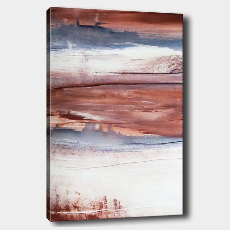 Canvastavla 70x100 cm - Abstrakt landskap med mjuka färgövergångar i jordtoner - Rödbrun / Grå / Vit - Inredning & dekor - Tavlor & konst - Canvastavla