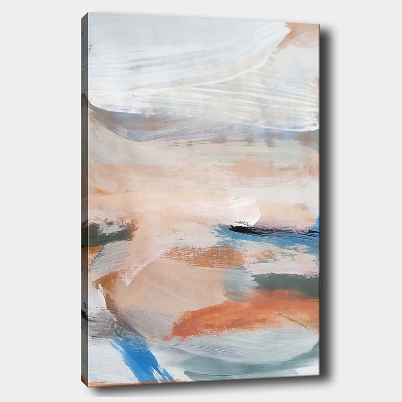 Canvastavla 70x100 cm - Abstrakt landskap med mjuka färgövergångar som skapar en lugn atmosfär - Ljusblå / Terrakotta / Grön - Inredning & dekor - Tavlor & konst - Canvastavla