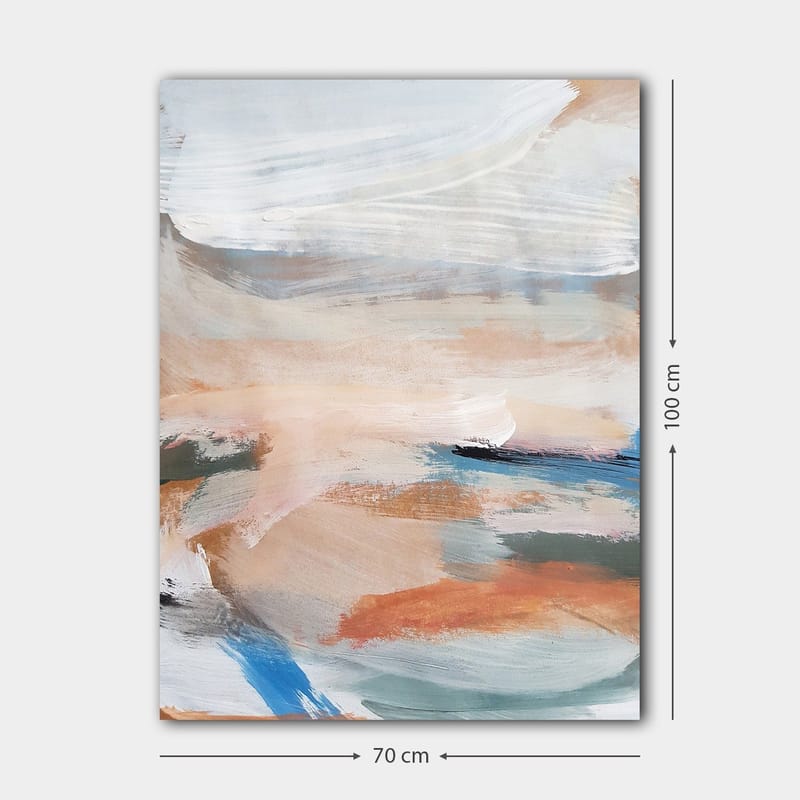 Canvastavla 70x100 cm - Abstrakt landskap med mjuka färgövergångar som skapar en lugn atmosfär - Ljusblå / Terrakotta / Grön - Inredning & dekor - Tavlor & konst - Canvastavla