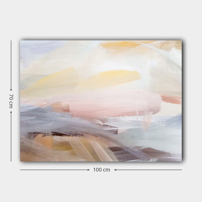 Canvastavla 70x100 cm - Abstrakt landskap med mjuka färgövergångar som skapar en lugn och harmonisk känsla - Ljusrosa / Ljusgul / Ljusblå - Inredning & dekor - Tavlor & konst - Canvastavla