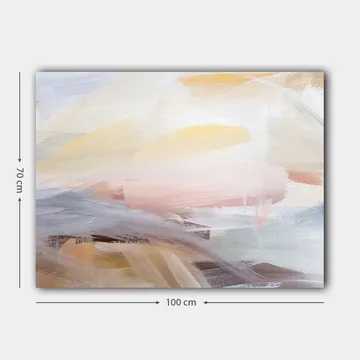 Canvastavla 70x100 cm - Abstrakt landskap med mjuka färgövergångar som skapar en lugn och harmonisk känsla - Ljusrosa / Ljusgul / Ljusblå - Inredning & dekor - Tavlor & konst - Canvastavla
