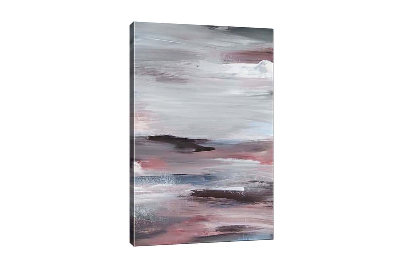Canvastavla 70x100 cm - Abstrakt landskap med mjuka, flytande former och dämpade färger - Grå / Rosa / Vit - Inredning & dekor - Tavlor & konst - Canvastavla