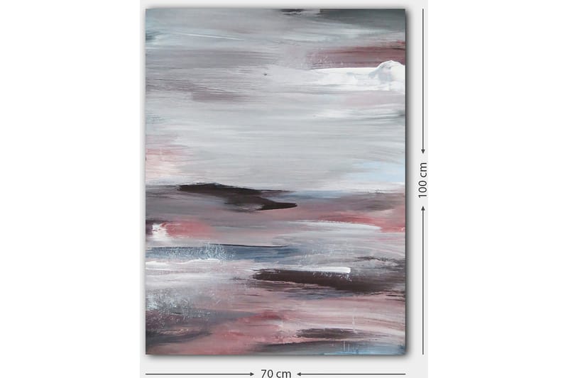 Canvastavla 70x100 cm - Abstrakt landskap med mjuka, flytande former och dämpade färger - Grå / Rosa / Vit - Inredning & dekor - Tavlor & konst - Canvastavla