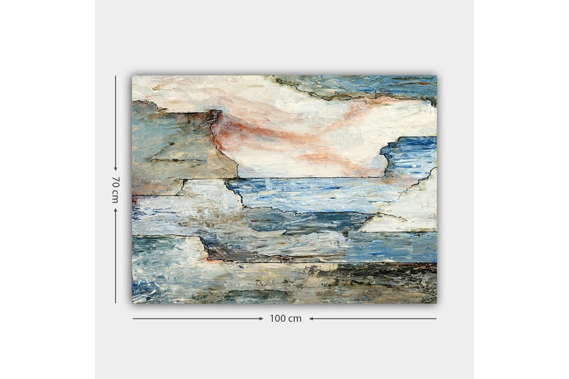 Canvastavla 70x100 cm - Abstrakt landskap med mjuka linjer och harmoniska färgövergångar som skildrar hav och himmel - Blå / Grå / Vit - Inredning & dekor - Tavlor & konst - Canvastavla