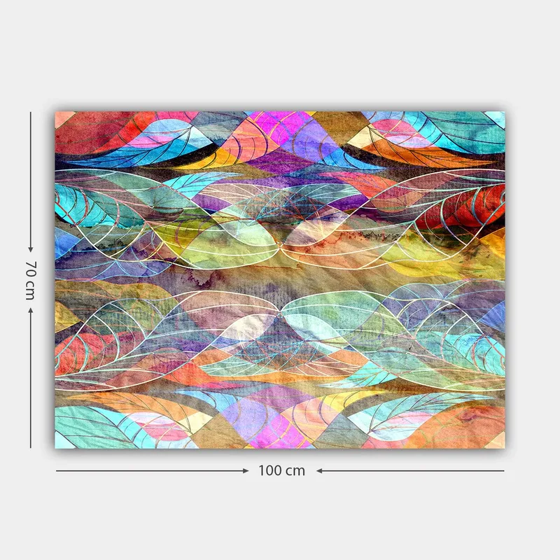 Canvastavla 70x100 cm - Abstrakt mönster av böljande former i harmoniska färger - Turkos / Lila / Röd - Inredning & dekor - Tavlor & konst - Canvastavla