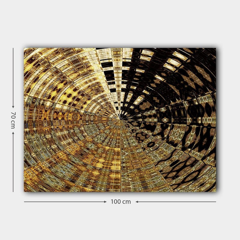 Canvastavla 70x100 cm - Abstrakt mönster med cirkulära former i guld och svart - Guld / Svart - Inredning & dekor - Tavlor & konst - Canvastavla