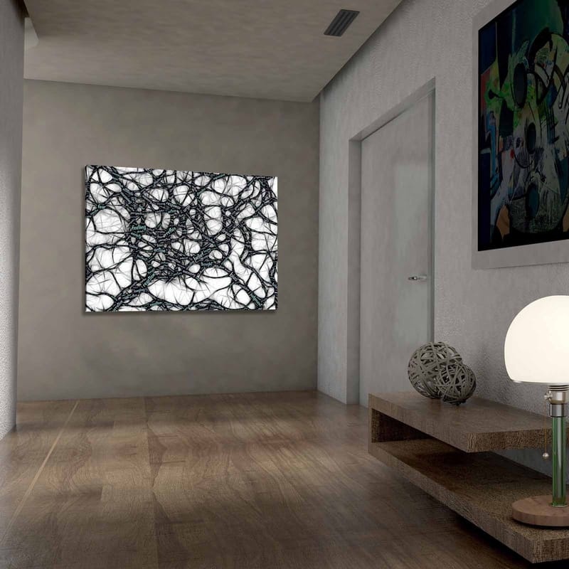 Canvastavla 70x100 cm - Abstrakt nätverk av ord som uttrycker känslor och tankar - Svart / Ljusblå / Vit - Inredning & dekor - Tavlor & konst - Canvastavla