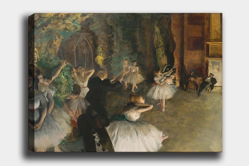 Canvastavla 70x100 cm - Balettföreställning med dansande ballerinas i fokus, Vit / Grön / Brun