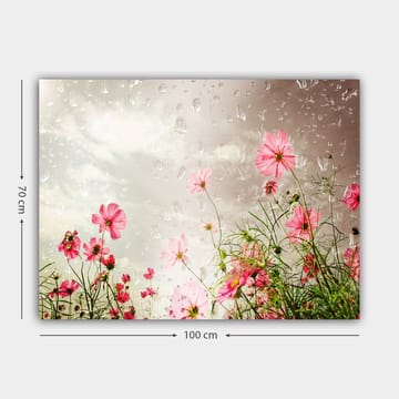 Canvastavla 70x100 cm - Blommor i olika nyanser av rosa som växer mot en dämpad bakgrund - Rosa / Grön - Inredning & dekor - Tavlor & konst - Canvastavla