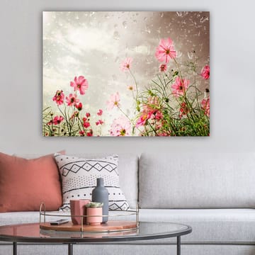 Canvastavla 70x100 cm - Blommor i olika nyanser av rosa som växer mot en dämpad bakgrund - Rosa / Grön - Inredning & dekor - Tavlor & konst - Canvastavla