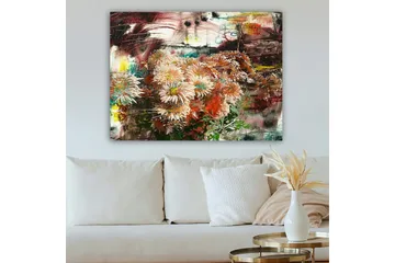 Canvastavla 70x100 cm - Bukett av blommor i olika nyanser av rosa och orange - Rosa / Orange / Grön - Inredning & dekor - Tavlor & konst - Canvastavla
