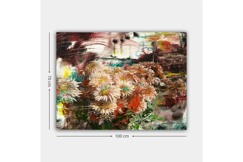 Canvastavla 70x100 cm - Bukett av blommor i olika nyanser av rosa och orange - Rosa / Orange / Grön - Inredning & dekor - Tavlor & konst - Canvastavla