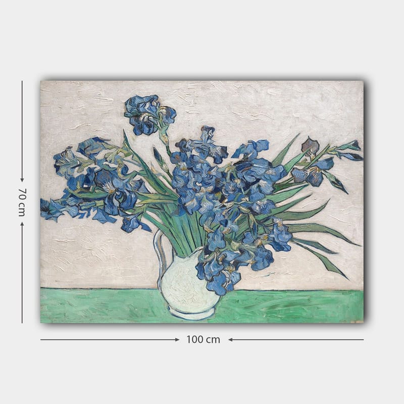 Canvastavla 70x100 cm - Bukett av irisblommor i en vit vas - Blå / Grön - Inredning & dekor - Tavlor & konst - Canvastavla