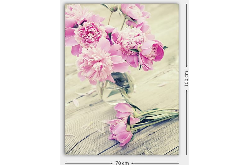 Canvastavla 70x100 cm - Bukett med rosa pioner i en glasvas - Rosa / Grön - Inredning & dekor - Tavlor & konst - Canvastavla