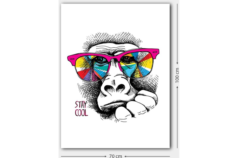 Canvastavla 70x100 cm - Cool gorilla med färgglada solglasögon som uttrycker en avslappnad attityd - Rosa / Gul / Blå - Inredning & dekor - Tavlor & konst - Canvastavla
