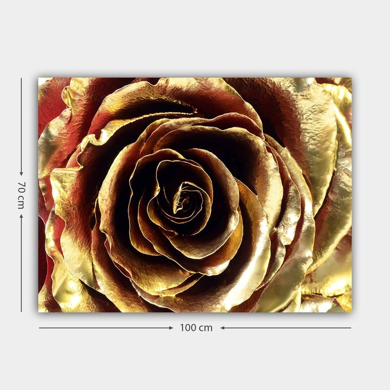 Canvastavla 70x100 cm - Detaljerad och glittrande ros i guldtoner - Guld / Röd / Brun - Inredning & dekor - Tavlor & konst - Canvastavla