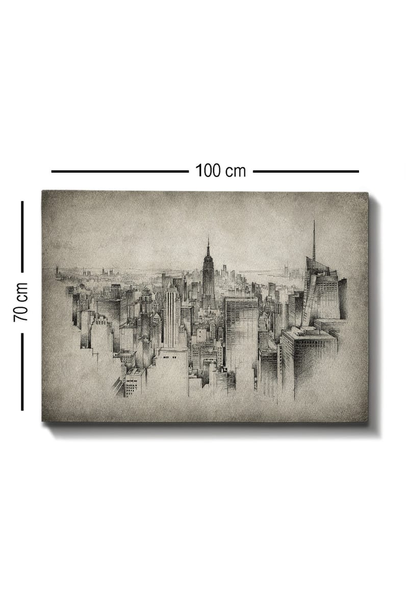 Canvastavla 70x100 cm - Detaljrik vy av en stadssilhuett med fokus på ikoniska skyskrapor - Grå / Svart - Inredning & dekor - Tavlor & konst - Canvastavla