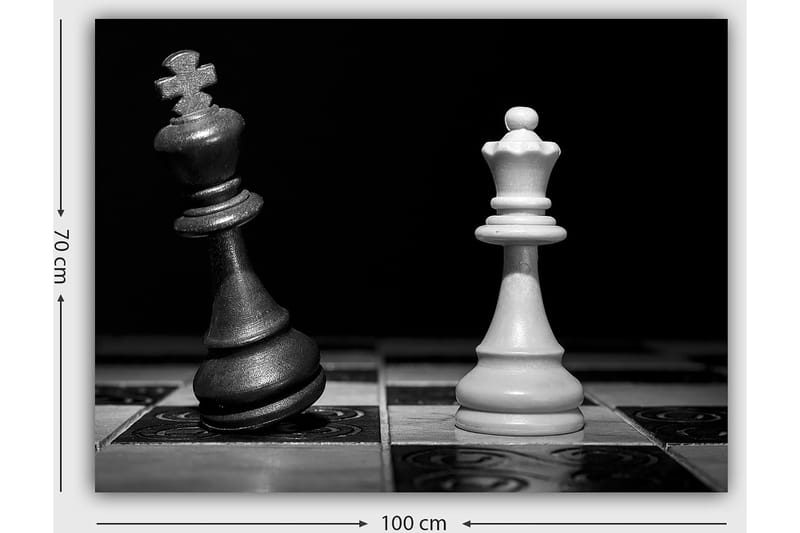 Canvastavla 70x100 cm - Dramatisk skildring av två schackkungar, en svart och en vit, i en intensiv konfrontation - Svart / Vit - Inredning & dekor - Tavlor & konst - Canvastavla