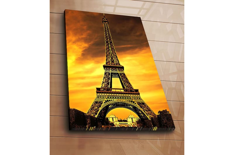 Canvastavla 70x100 cm - Eiffeltornet mot en dramatisk solnedgång - Guld / Orange / Svart - Inredning & dekor - Tavlor & konst - Canvastavla