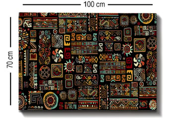Canvastavla 70x100 cm - Ett färgglatt geometriskt mönster med symboliska inslag - Svart / Röd / Gul - Inredning & dekor - Tavlor & konst - Canvastavla