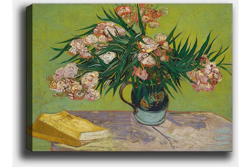 Canvastavla 70x100 cm - Färgglad bukett med blommor i en vas på ett bord - Grön / Rosa / Gul - Inredning & dekor - Tavlor & konst - Canvastavla