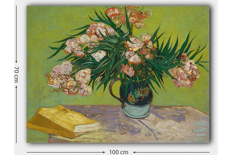 Canvastavla 70x100 cm - Färgglad bukett med blommor i en vas på ett bord - Grön / Rosa / Gul - Inredning & dekor - Tavlor & konst - Canvastavla