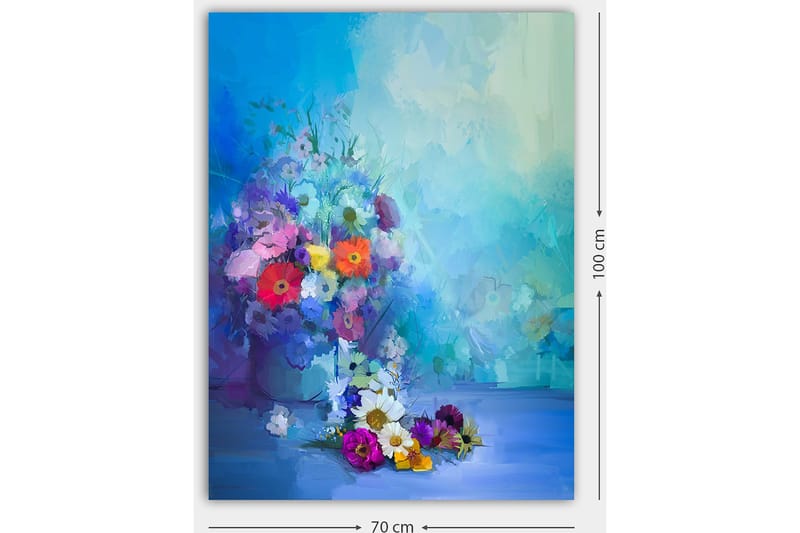 Canvastavla 70x100 cm - Färgglad bukett med blommor i olika nyanser - Blå / Lila / Röd - Inredning & dekor - Tavlor & konst - Canvastavla