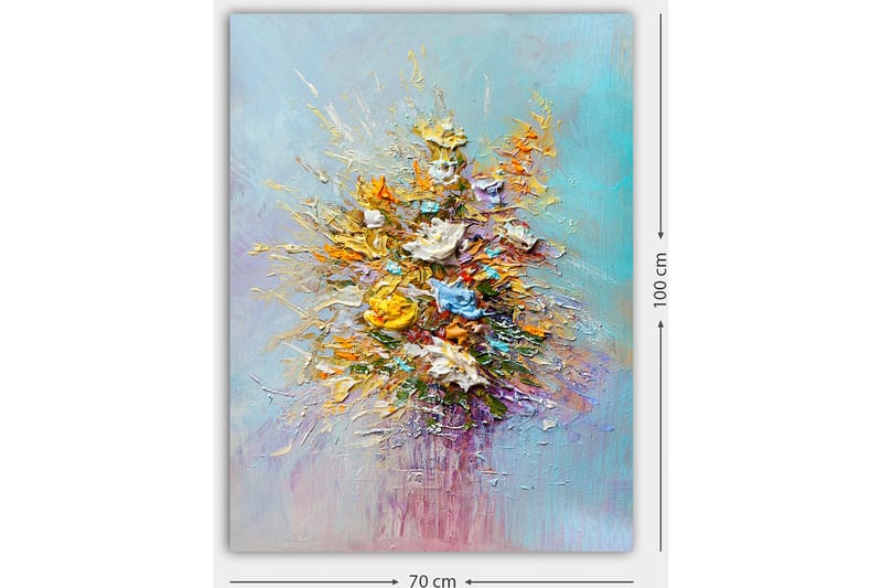 Canvastavla 70x100 cm - Färgglad bukett med blommor i olika nyanser - Gult / Orange / Blått - Inredning & dekor - Tavlor & konst - Canvastavla