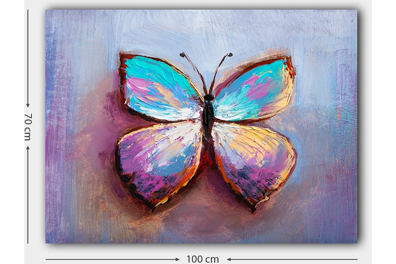 Canvastavla 70x100 cm - Färgglad fjäril med vackra mönster - Turkos / Lila / Orange - Inredning & dekor - Tavlor & konst - Canvastavla