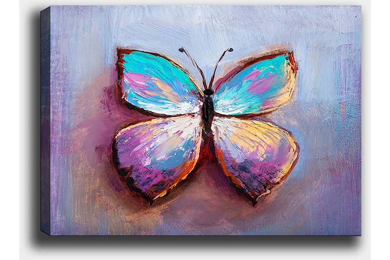 Canvastavla 70x100 cm - Färgglad fjäril med vackra mönster - Turkos / Lila / Orange - Inredning & dekor - Tavlor & konst - Canvastavla